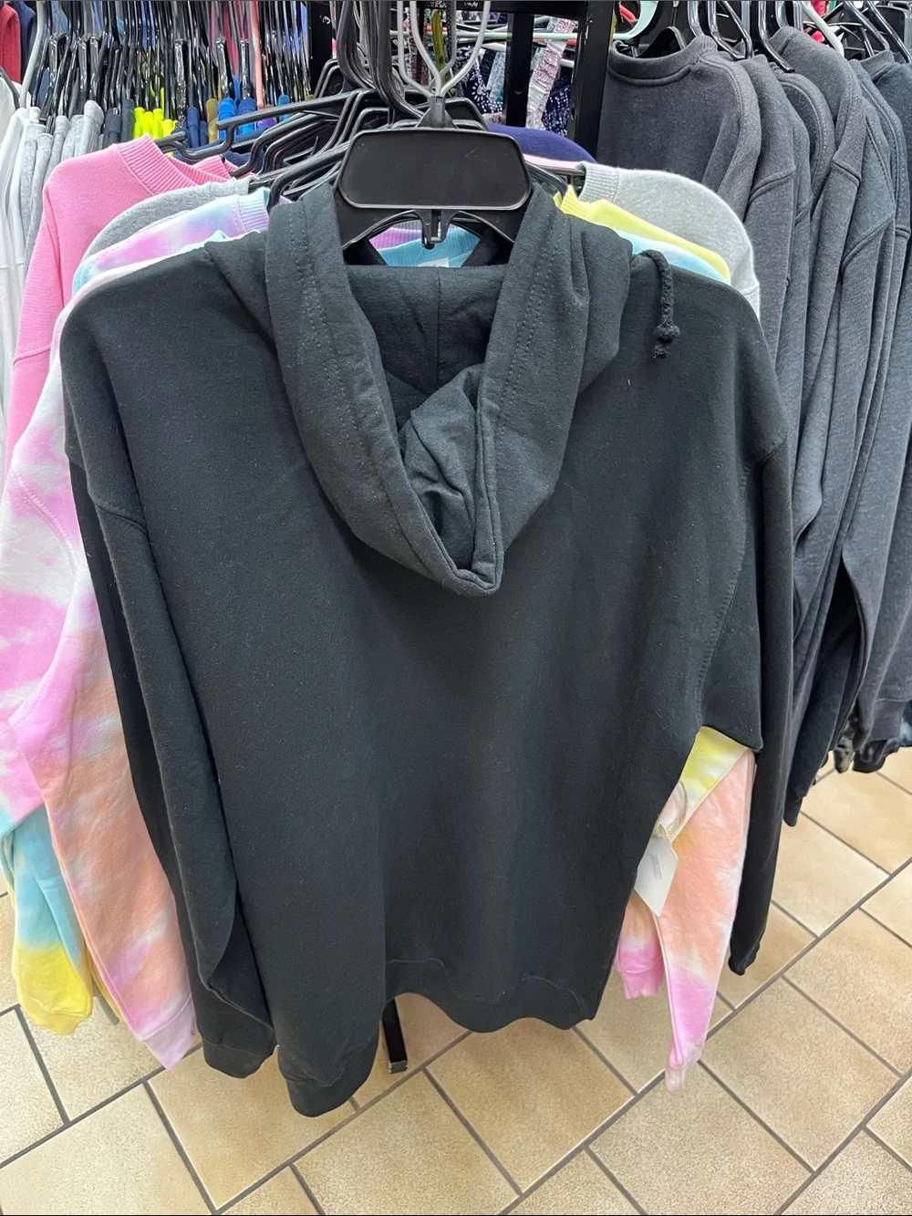 Black Hoodie with Colorful Dog Beach Graphic tie-Dye